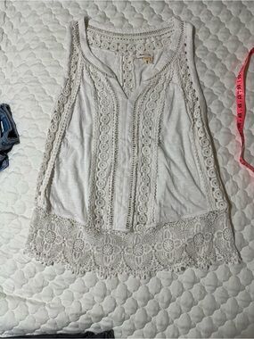 Meadow Rue White Crochet-Trim Lace Tank Bandeau